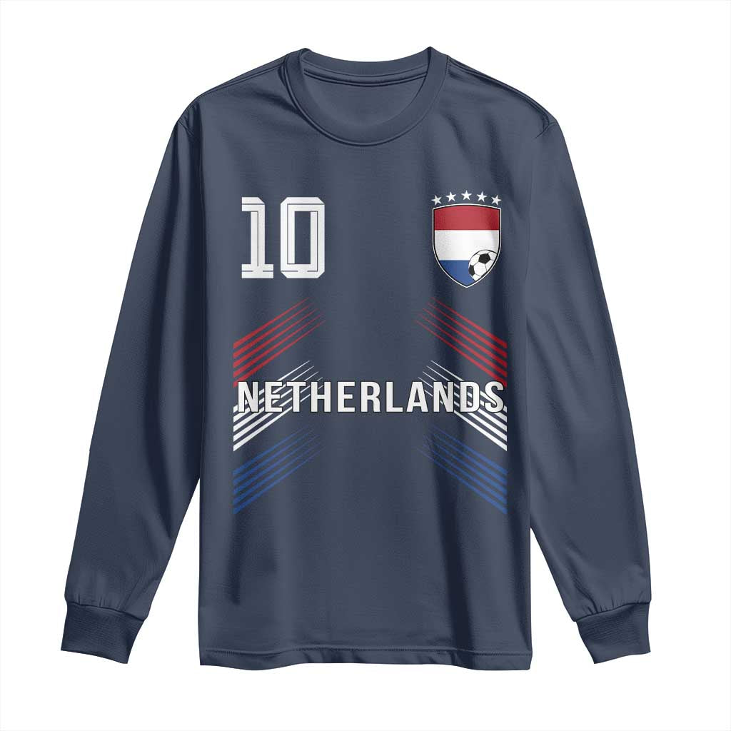 Netherlands Soccer Sports Graphic Number 10 Jersey Style Long Sleeve Shirt Proud Nederlands Holland Football Fans Game Day Pride