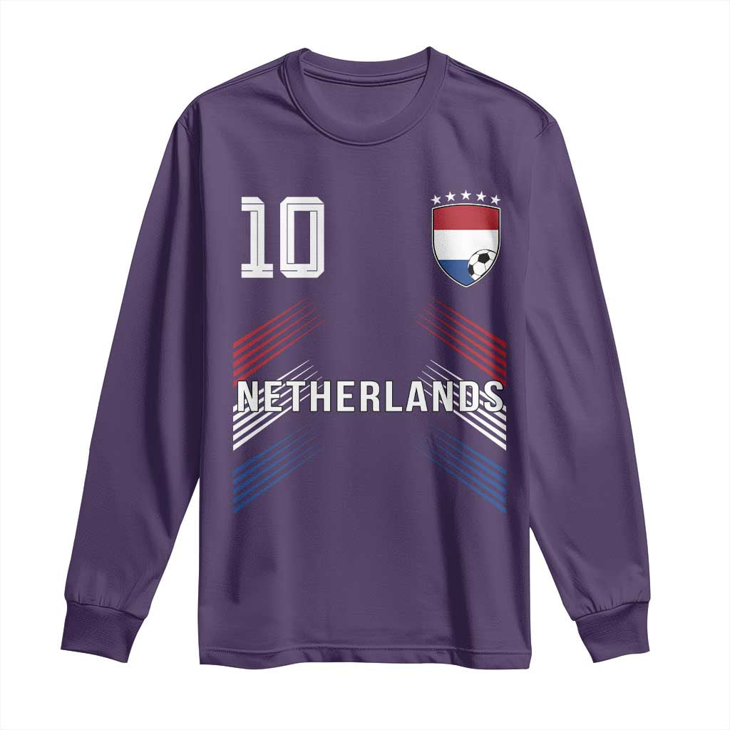 Netherlands Soccer Sports Graphic Number 10 Jersey Style Long Sleeve Shirt Proud Nederlands Holland Football Fans Game Day Pride