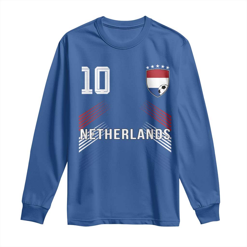Netherlands Soccer Sports Graphic Number 10 Jersey Style Long Sleeve Shirt Proud Nederlands Holland Football Fans Game Day Pride
