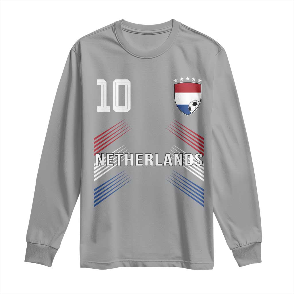Netherlands Soccer Sports Graphic Number 10 Jersey Style Long Sleeve Shirt Proud Nederlands Holland Football Fans Game Day Pride
