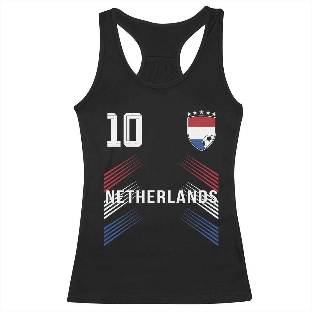 Netherlands Soccer Sports Graphic Number 10 Jersey Style Racerback Tank Top Proud Nederlands Holland Football Fans Game Day Pride