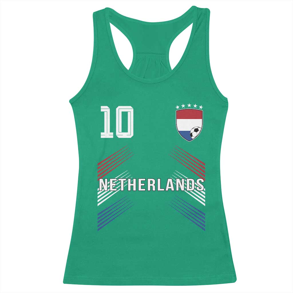 Netherlands Soccer Sports Graphic Number 10 Jersey Style Racerback Tank Top Proud Nederlands Holland Football Fans Game Day Pride