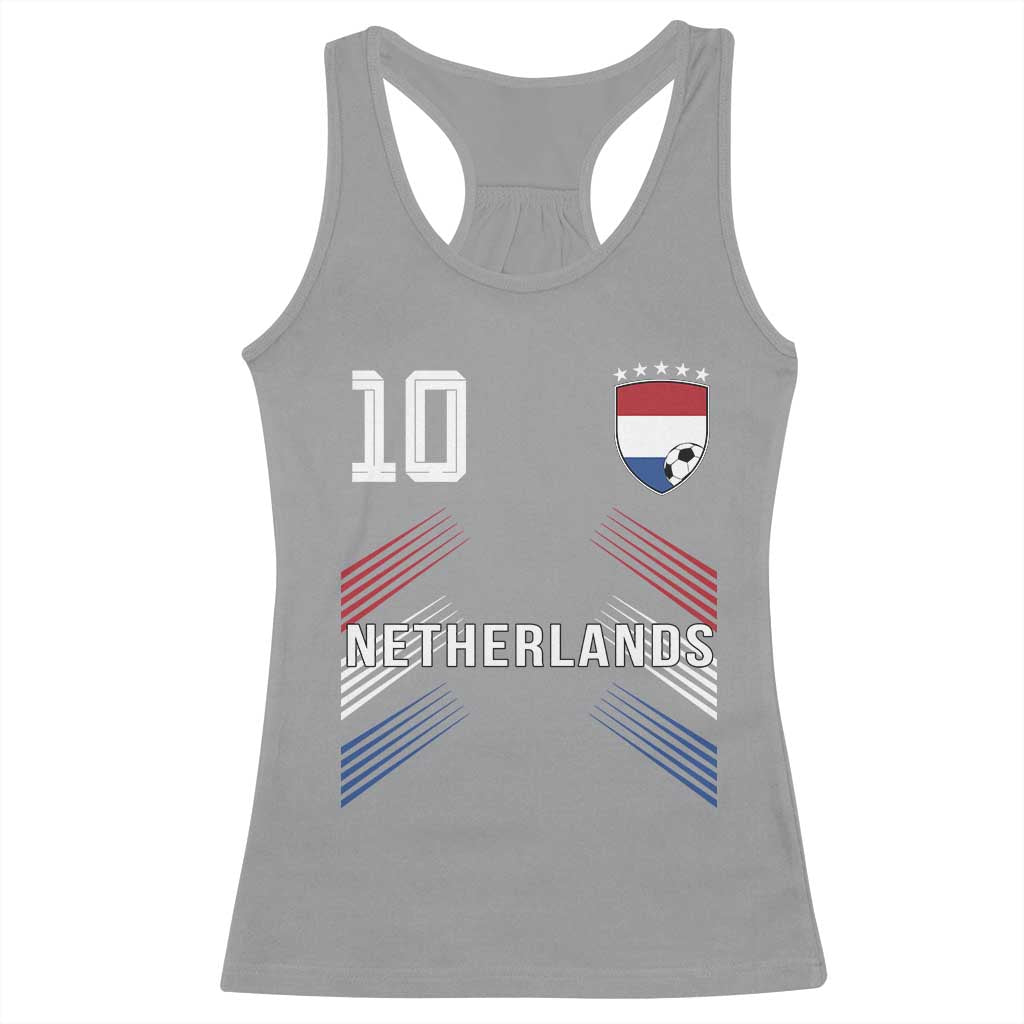 Netherlands Soccer Sports Graphic Number 10 Jersey Style Racerback Tank Top Proud Nederlands Holland Football Fans Game Day Pride
