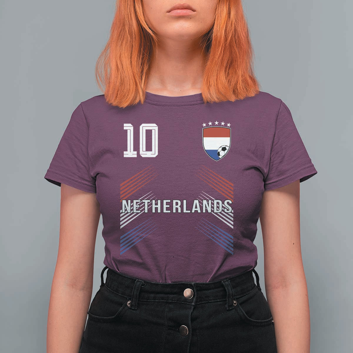 Netherlands Soccer Sports Graphic Number 10 Jersey Style T Shirt For Women Proud Nederlands Holland Football Fans Game Day Pride