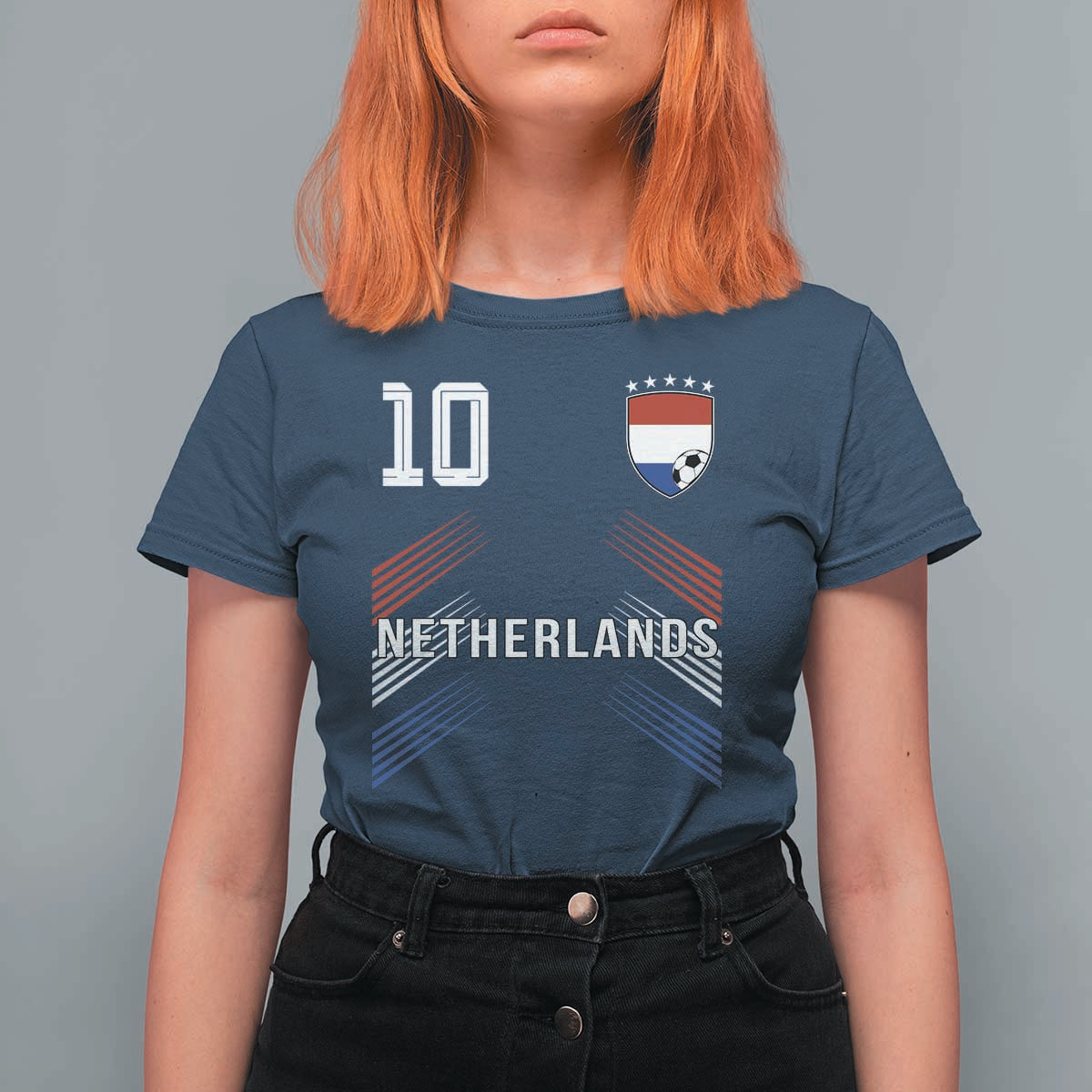 Netherlands Soccer Sports Graphic Number 10 Jersey Style T Shirt For Women Proud Nederlands Holland Football Fans Game Day Pride