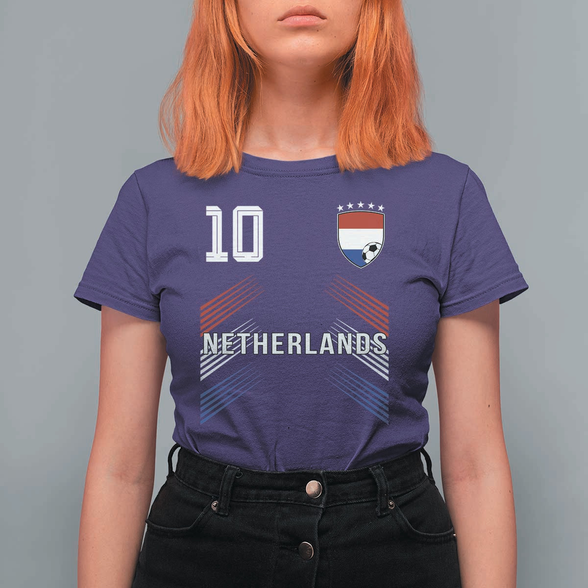 Netherlands Soccer Sports Graphic Number 10 Jersey Style T Shirt For Women Proud Nederlands Holland Football Fans Game Day Pride