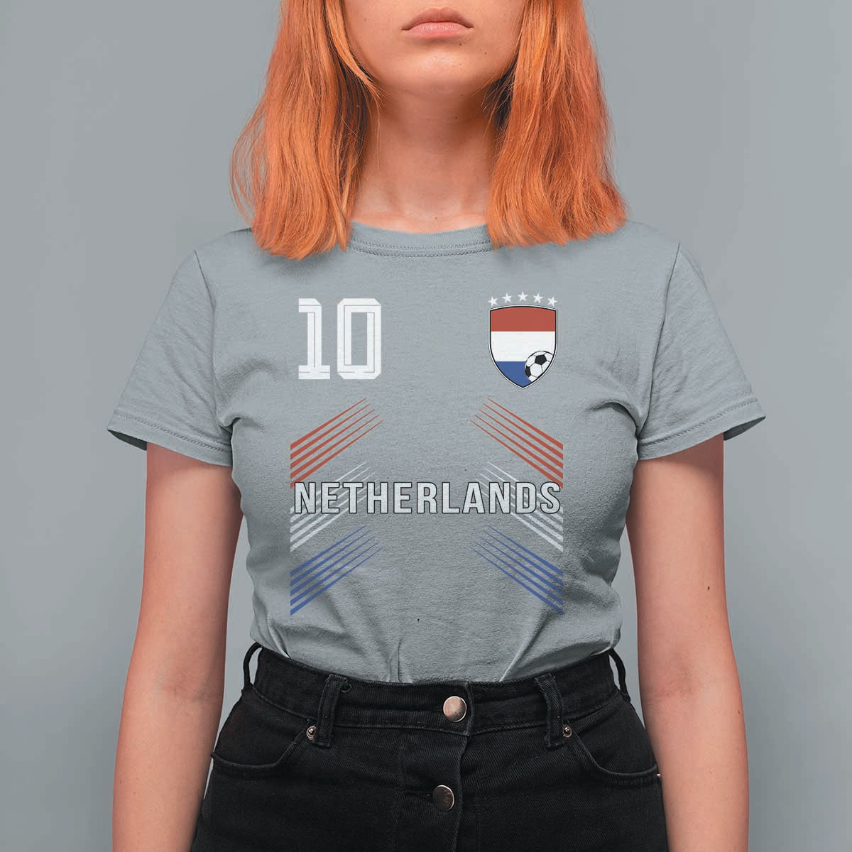 Netherlands Soccer Sports Graphic Number 10 Jersey Style T Shirt For Women Proud Nederlands Holland Football Fans Game Day Pride