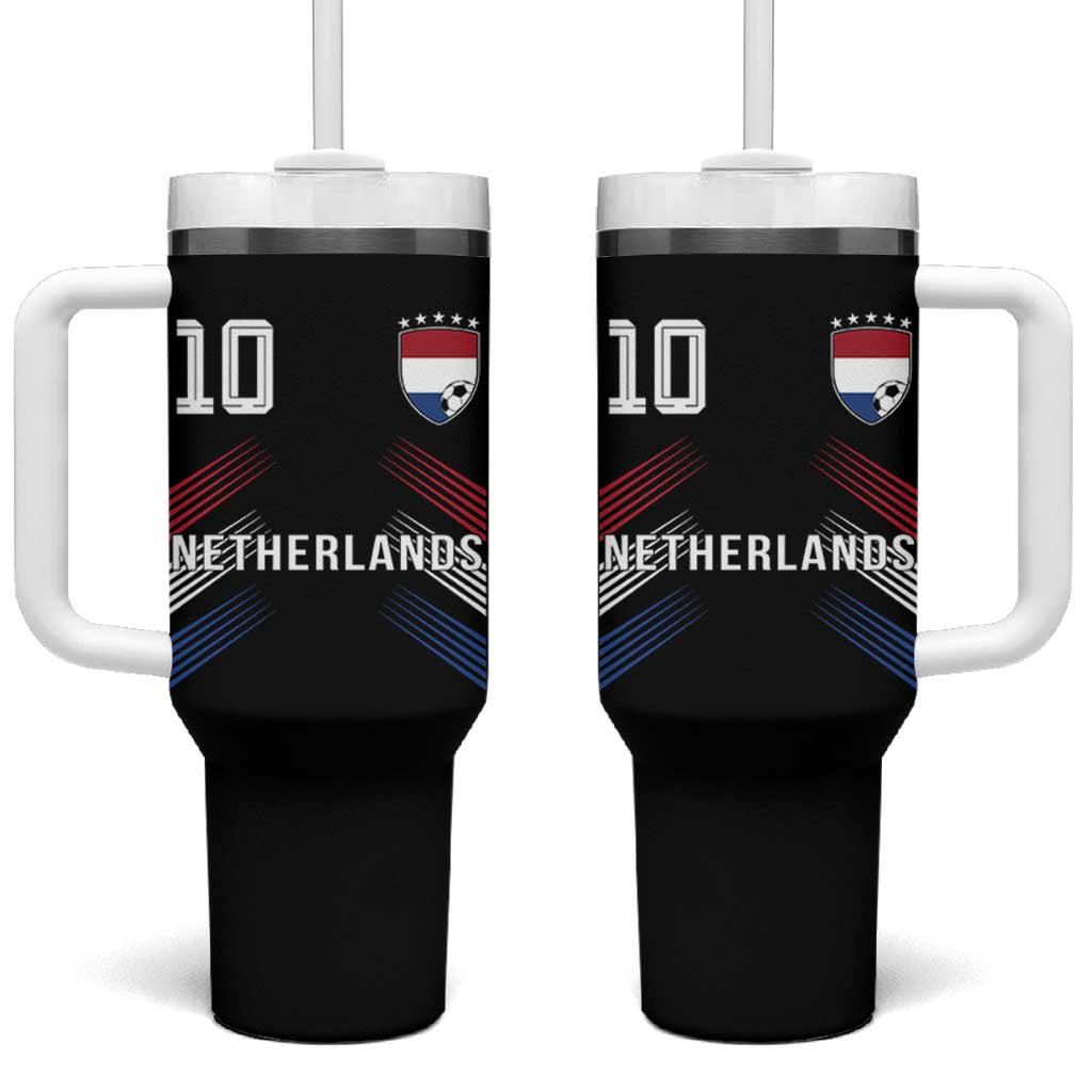 Netherlands Soccer Sports Graphic Number 10 Jersey Style Tumbler With Handle Proud Nederlands Holland Football Fans Game Day Pride