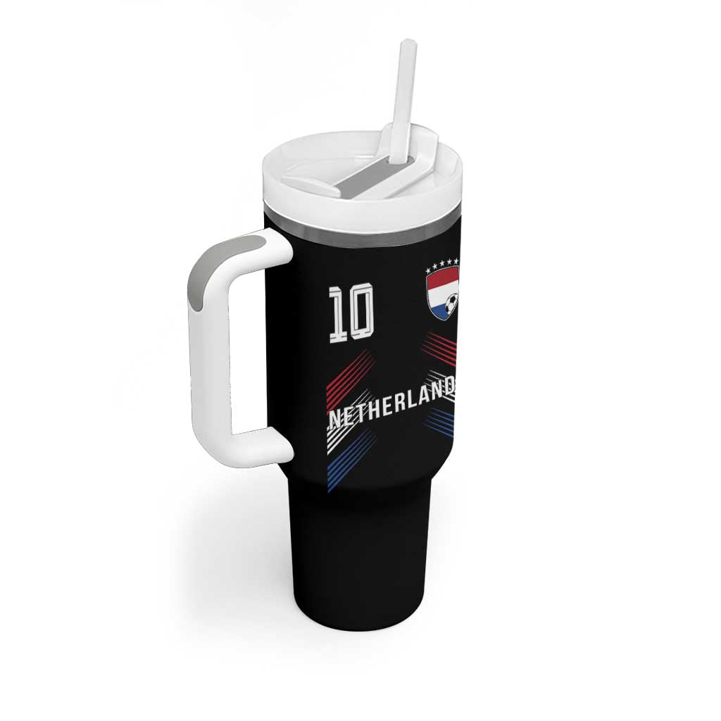 Netherlands Soccer Sports Graphic Number 10 Jersey Style Tumbler With Handle Proud Nederlands Holland Football Fans Game Day Pride