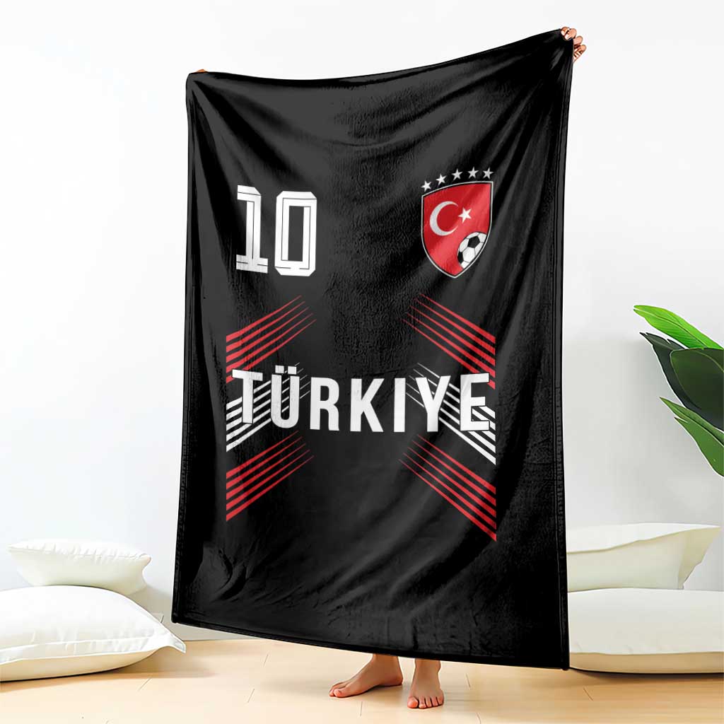 Proud Turkiye Soccer Fans Number 10 Jersey Style Throw Blanket Patriotic Turkish Football Turkey Sports Lover