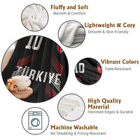 Proud Turkiye Soccer Fans Number 10 Jersey Style Throw Blanket Patriotic Turkish Football Turkey Sports Lover