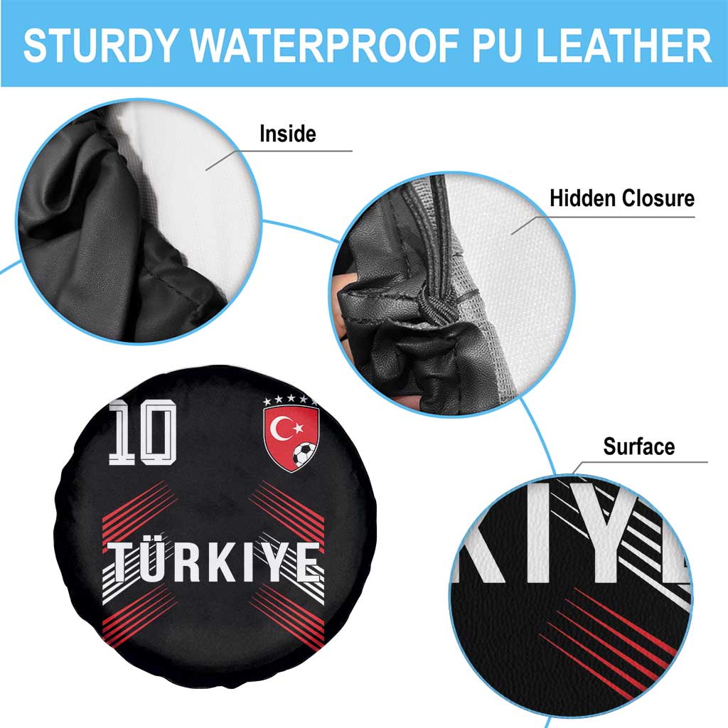 Proud Turkiye Soccer Fans Number 10 Jersey Style Spare Tire Cover Patriotic Turkish Football Turkey Sports Lover