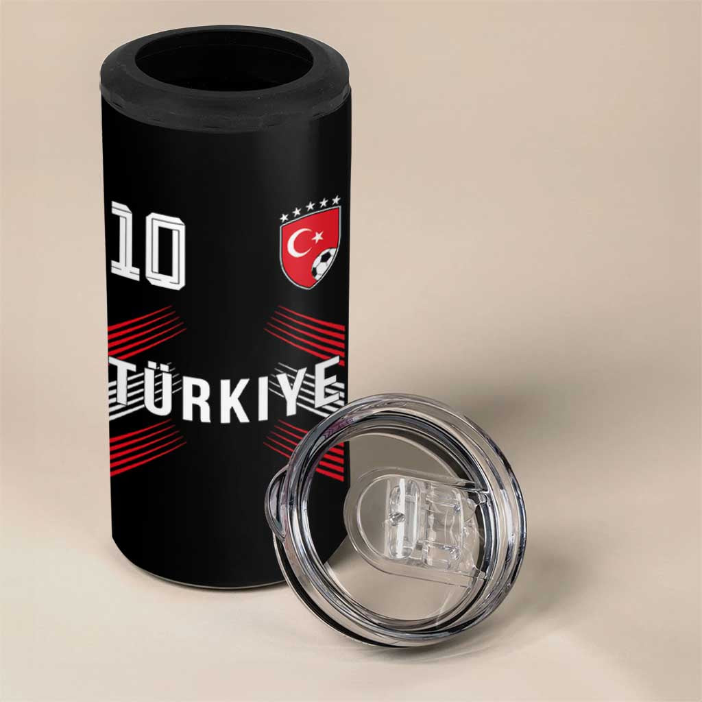 Proud Turkiye Soccer Fans Number 10 Jersey Style 4 in 1 Can Cooler Tumbler Patriotic Turkish Football Turkey Sports Lover