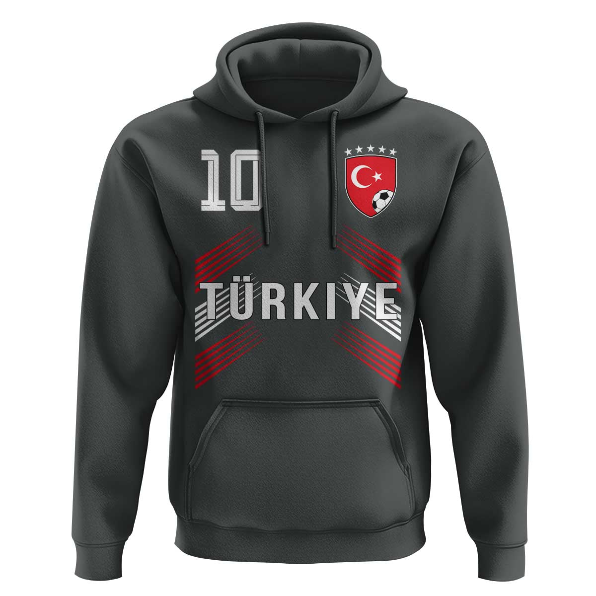 Proud Turkiye Soccer Fans Number 10 Jersey Style Hoodie Patriotic Turkish Football Turkey Sports Lover