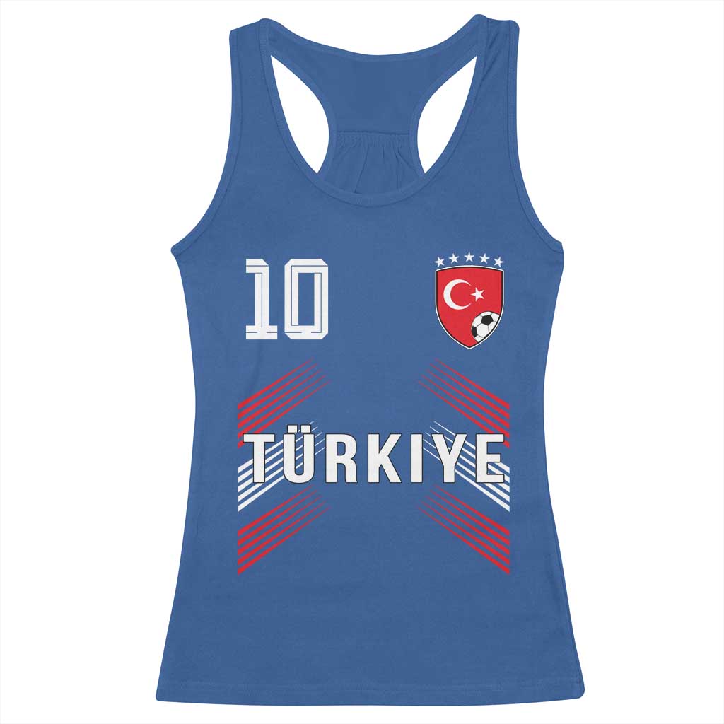 Proud Turkiye Soccer Fans Number 10 Jersey Style Racerback Tank Top Patriotic Turkish Football Turkey Sports Lover