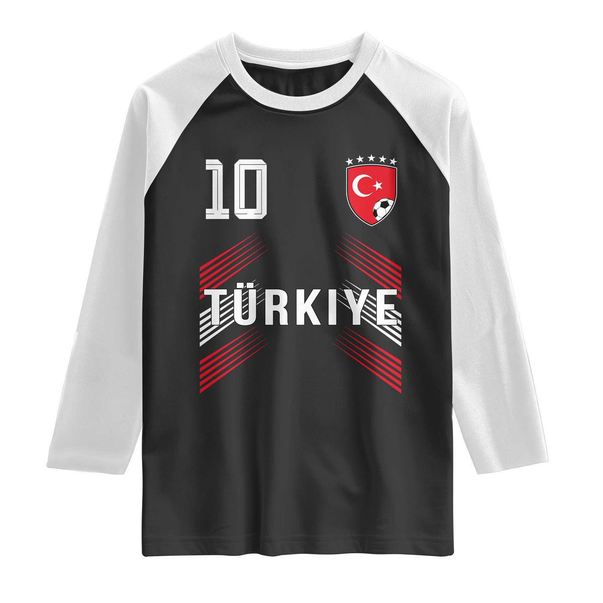 Proud Turkiye Soccer Fans Number 10 Jersey Style Raglan Shirt Patriotic Turkish Football Turkey Sports Lover