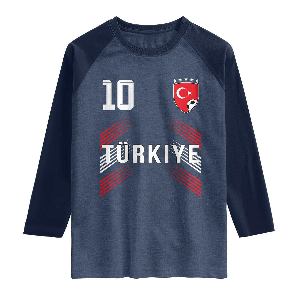 Proud Turkiye Soccer Fans Number 10 Jersey Style Raglan Shirt Patriotic Turkish Football Turkey Sports Lover