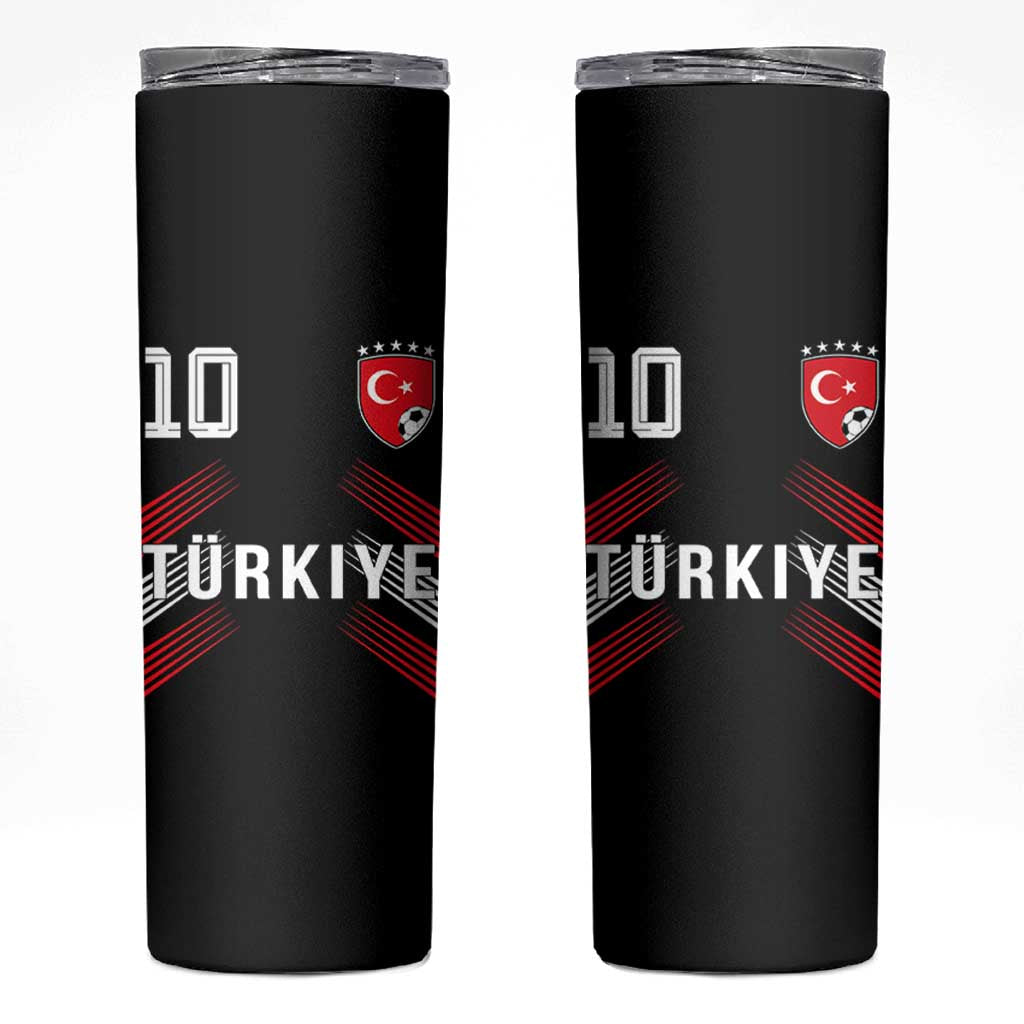 Proud Turkiye Soccer Fans Number 10 Jersey Style Skinny Tumbler Patriotic Turkish Football Turkey Sports Lover