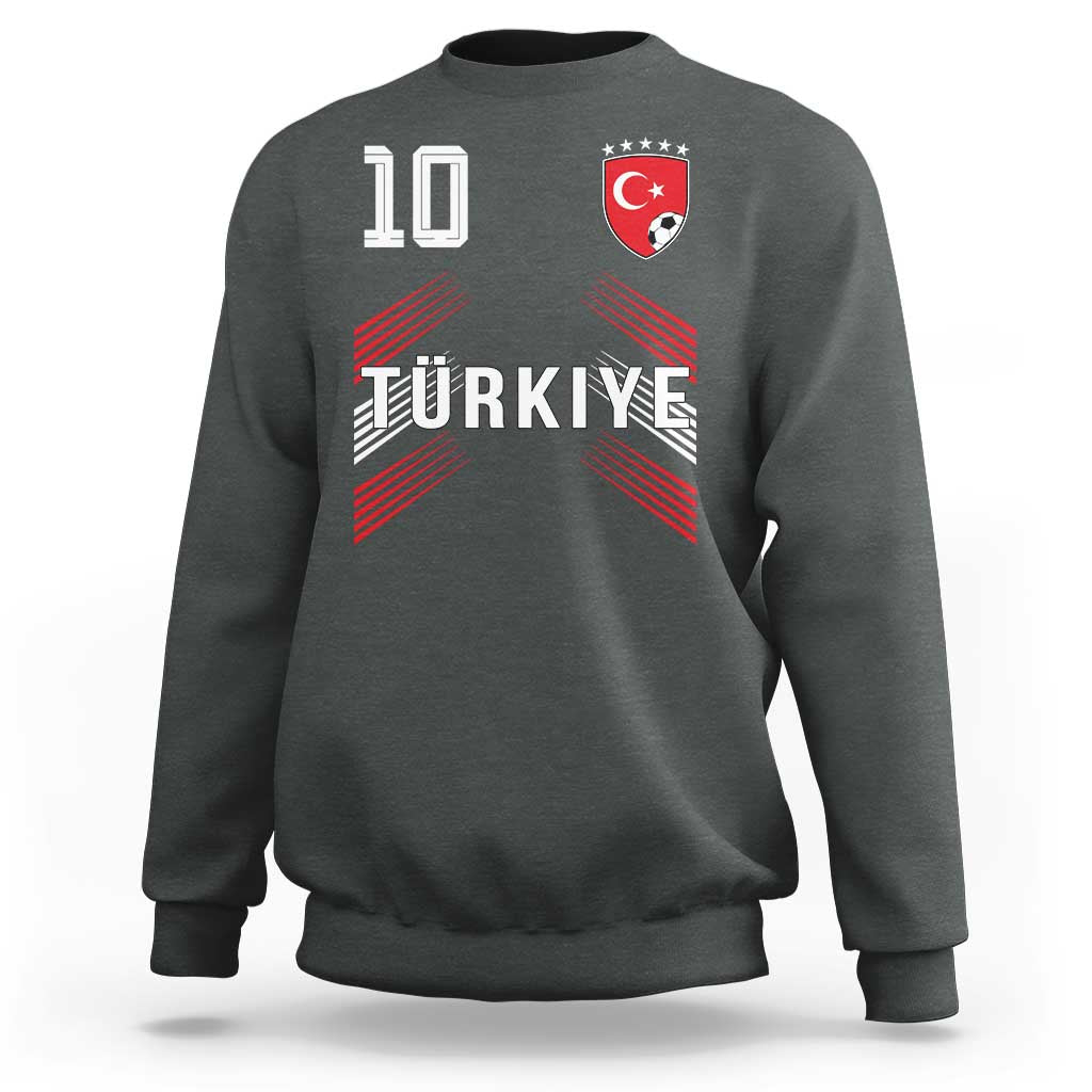 Proud Turkiye Soccer Fans Number 10 Jersey Style Sweatshirt Patriotic Turkish Football Turkey Sports Lover