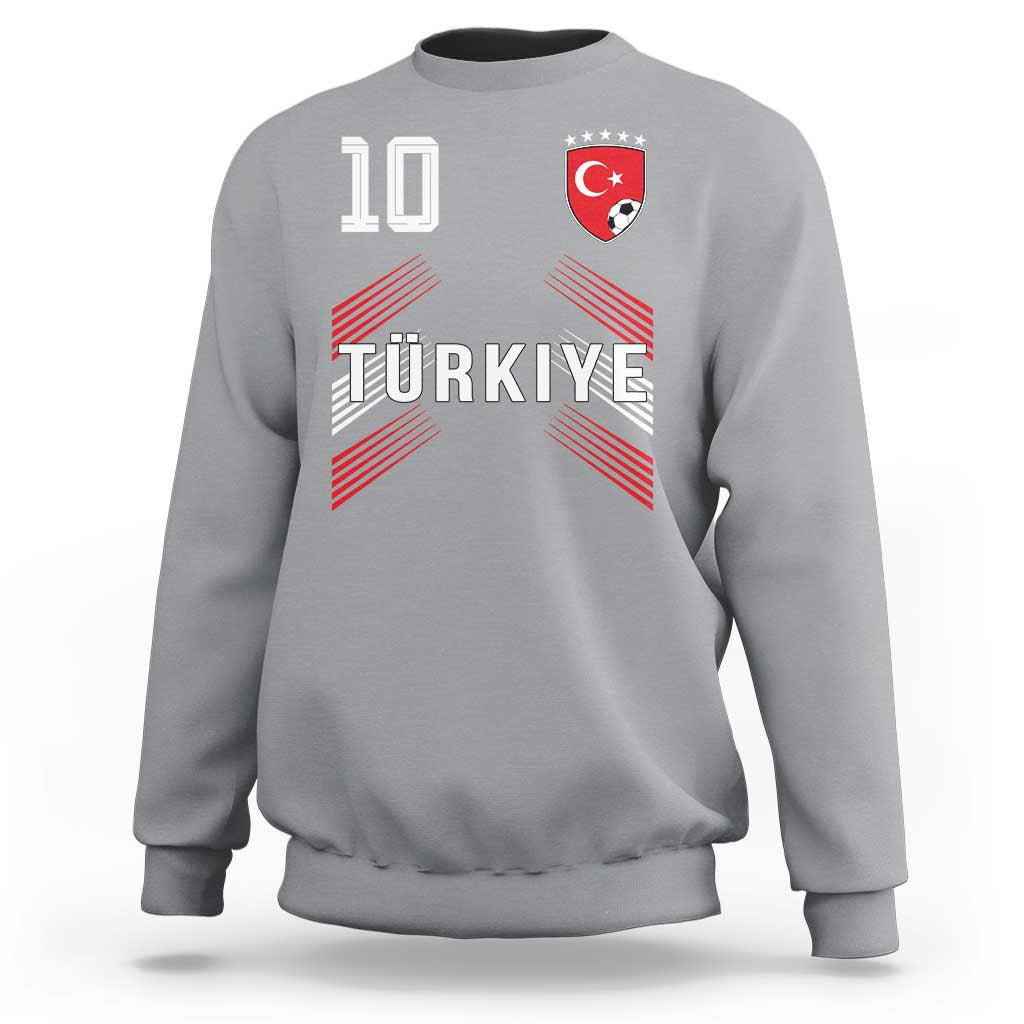 Proud Turkiye Soccer Fans Number 10 Jersey Style Sweatshirt Patriotic Turkish Football Turkey Sports Lover