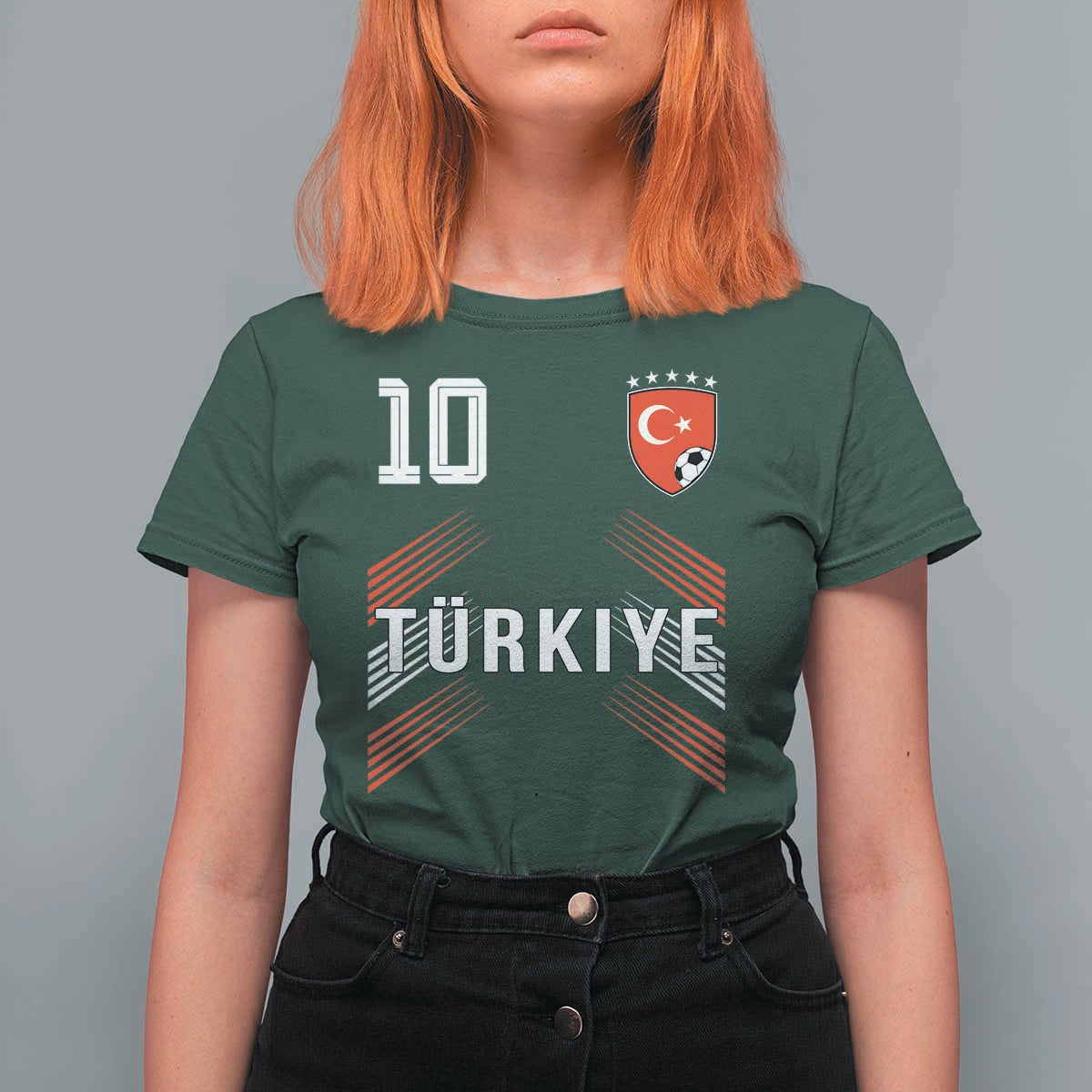 Proud Turkiye Soccer Fans Number 10 Jersey Style T Shirt For Women Patriotic Turkish Football Turkey Sports Lover