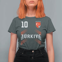 Proud Turkiye Soccer Fans Number 10 Jersey Style T Shirt For Women Patriotic Turkish Football Turkey Sports Lover