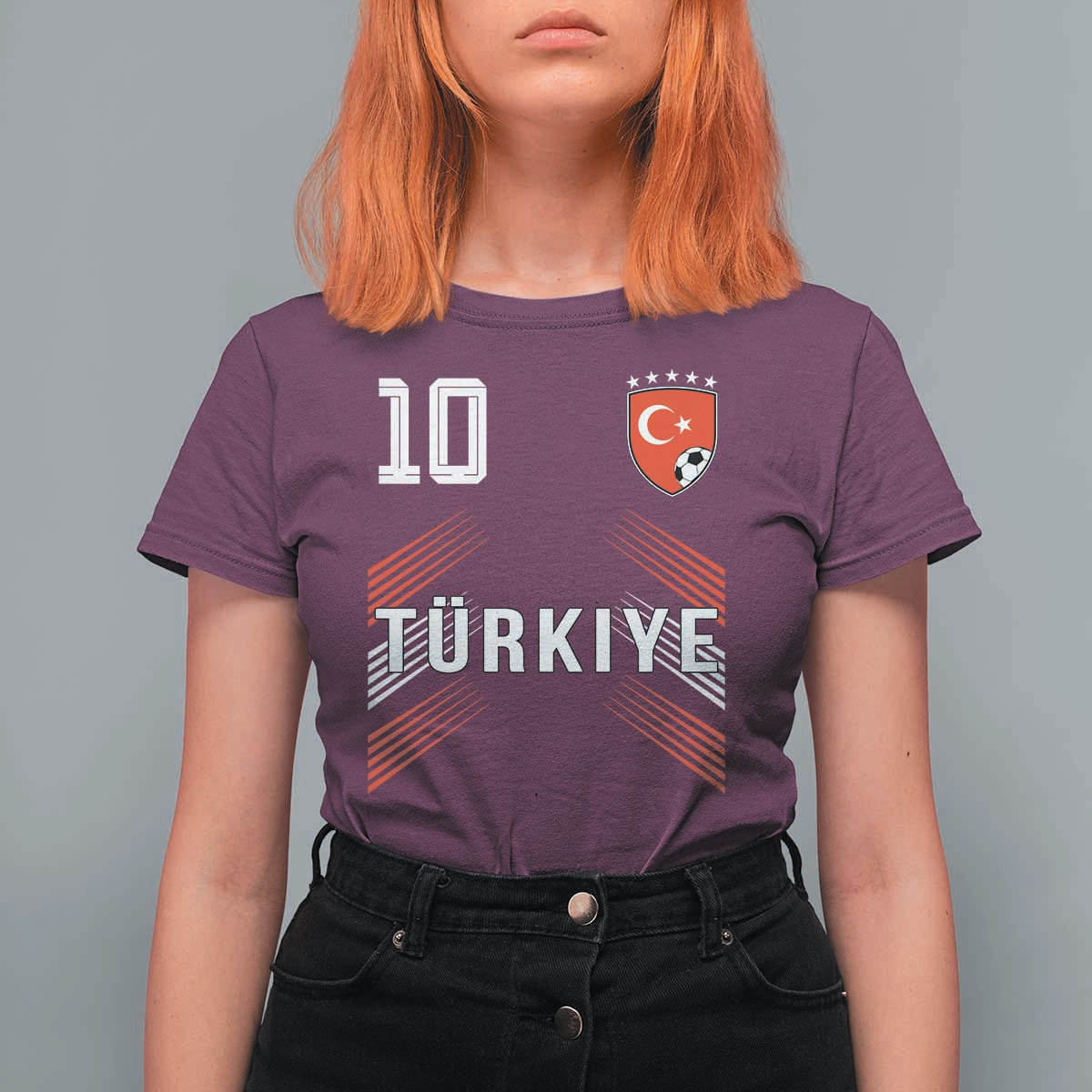 Proud Turkiye Soccer Fans Number 10 Jersey Style T Shirt For Women Patriotic Turkish Football Turkey Sports Lover