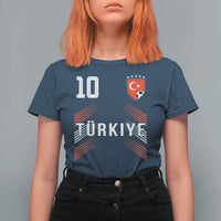 Proud Turkiye Soccer Fans Number 10 Jersey Style T Shirt For Women Patriotic Turkish Football Turkey Sports Lover