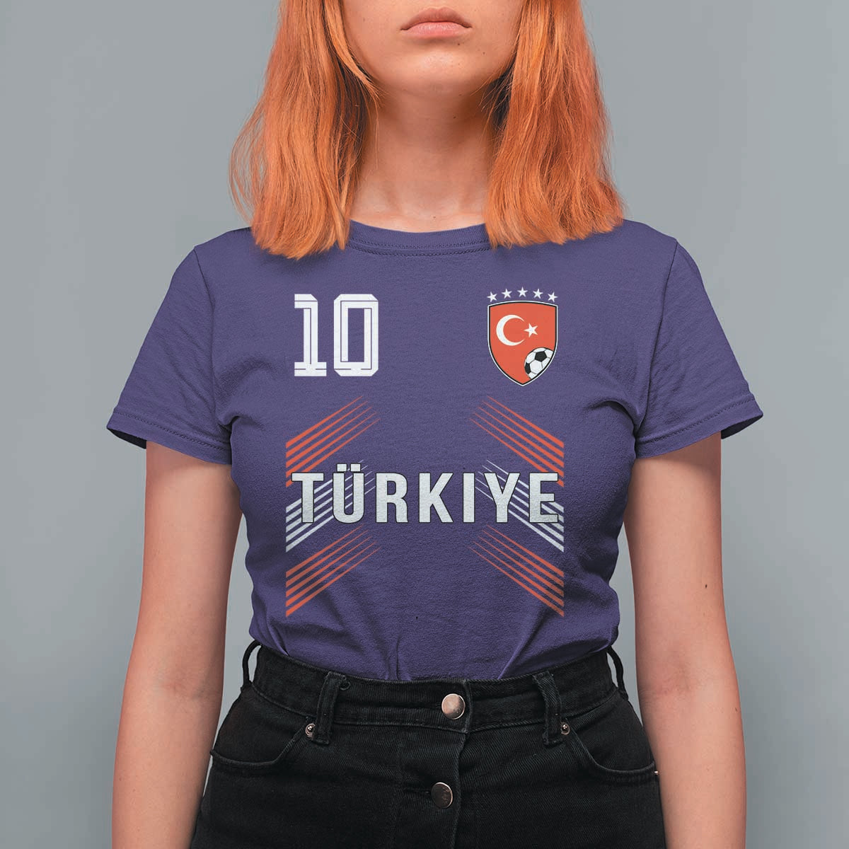 Proud Turkiye Soccer Fans Number 10 Jersey Style T Shirt For Women Patriotic Turkish Football Turkey Sports Lover