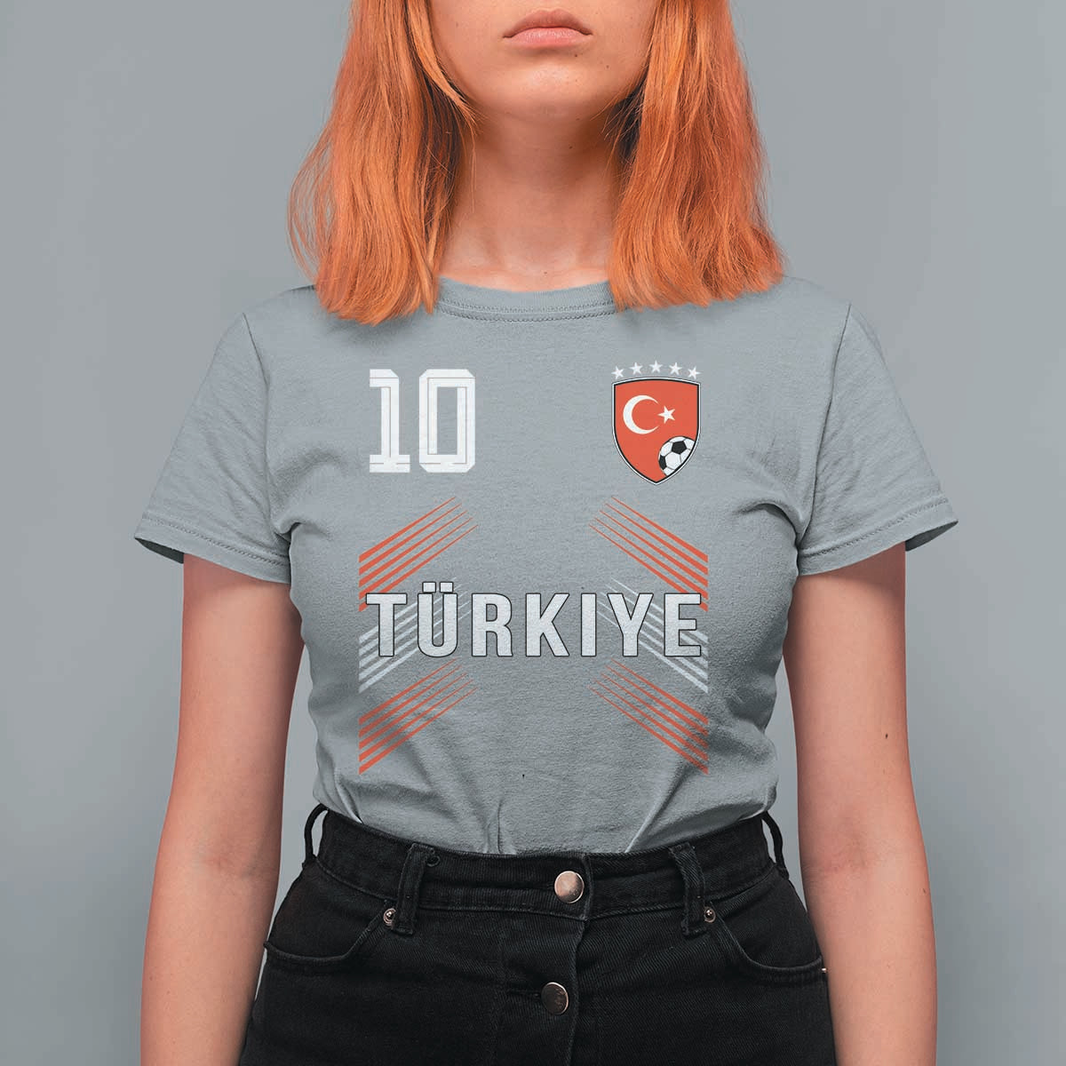 Proud Turkiye Soccer Fans Number 10 Jersey Style T Shirt For Women Patriotic Turkish Football Turkey Sports Lover