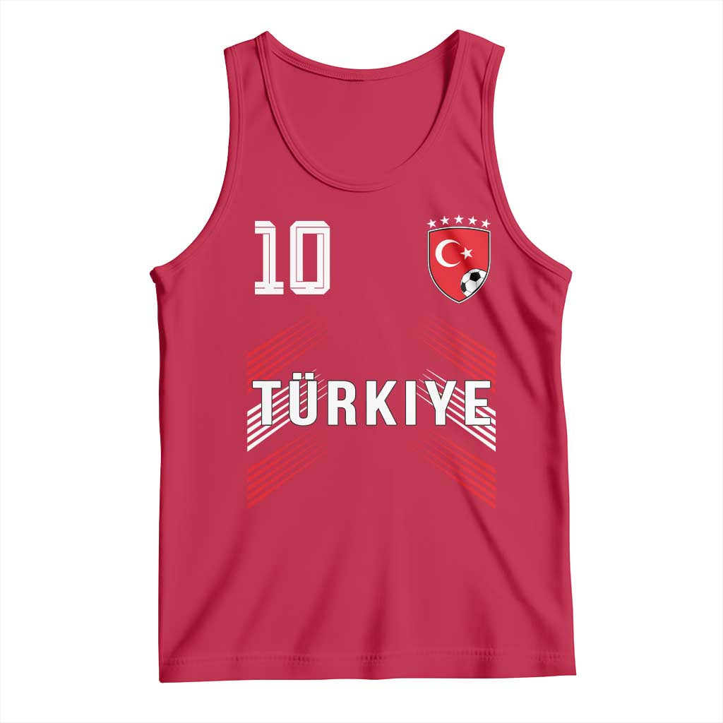 Proud Turkiye Soccer Fans Number 10 Jersey Style Tank Top Patriotic Turkish Football Turkey Sports Lover