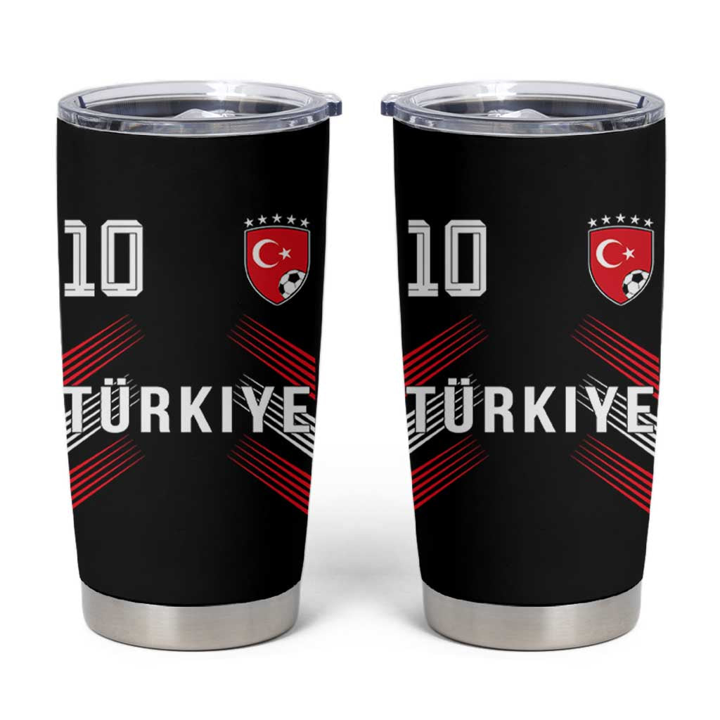 Proud Turkiye Soccer Fans Number 10 Jersey Style Tumbler Cup Patriotic Turkish Football Turkey Sports Lover