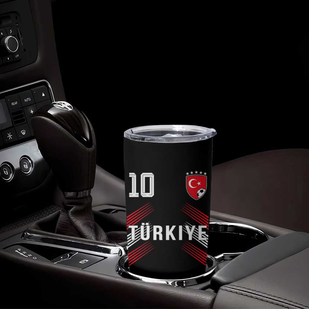 Proud Turkiye Soccer Fans Number 10 Jersey Style Tumbler Cup Patriotic Turkish Football Turkey Sports Lover