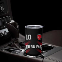 Proud Turkiye Soccer Fans Number 10 Jersey Style Tumbler Cup Patriotic Turkish Football Turkey Sports Lover