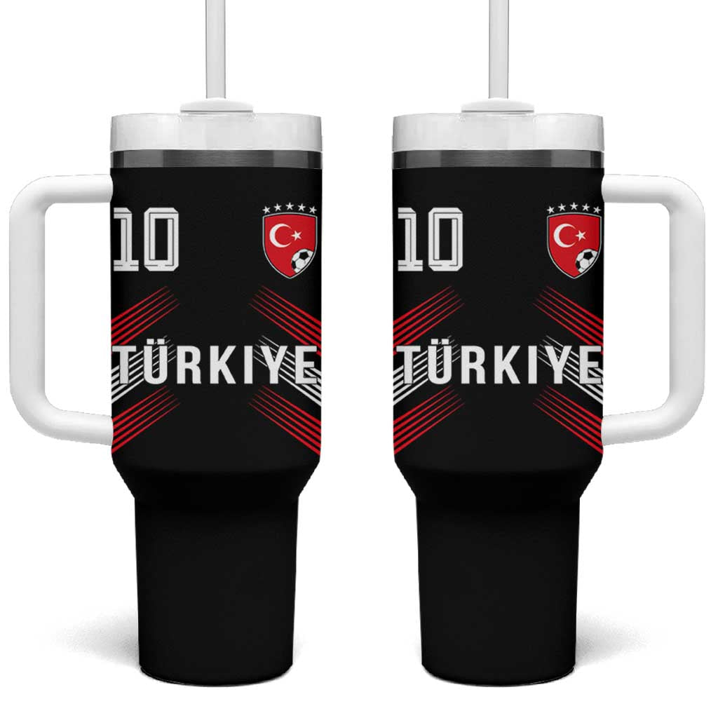 Proud Turkiye Soccer Fans Number 10 Jersey Style Tumbler With Handle Patriotic Turkish Football Turkey Sports Lover