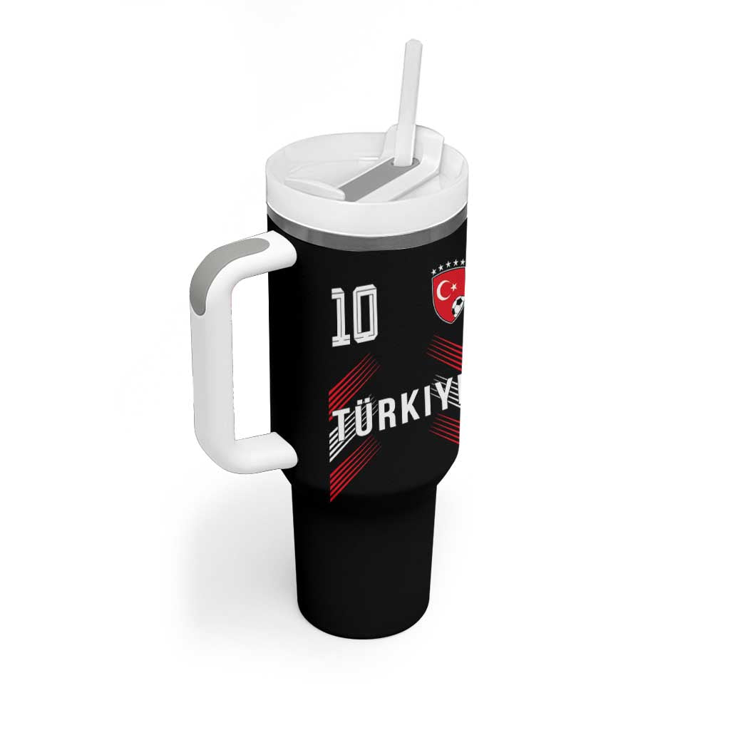 Proud Turkiye Soccer Fans Number 10 Jersey Style Tumbler With Handle Patriotic Turkish Football Turkey Sports Lover