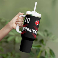 Proud Turkiye Soccer Fans Number 10 Jersey Style Tumbler With Handle Patriotic Turkish Football Turkey Sports Lover