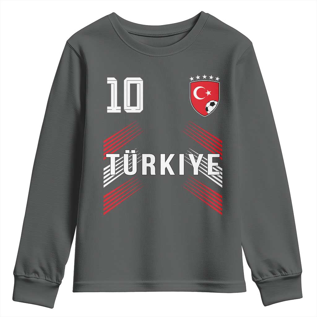 Proud Turkiye Soccer Fans Number 10 Jersey Style Youth Sweatshirt Patriotic Turkish Football Turkey Sports Lover