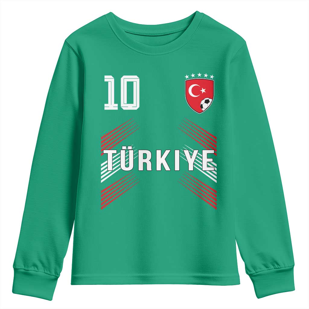 Proud Turkiye Soccer Fans Number 10 Jersey Style Youth Sweatshirt Patriotic Turkish Football Turkey Sports Lover