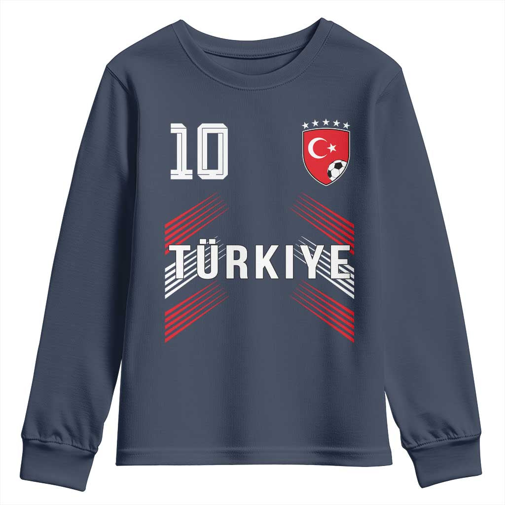 Proud Turkiye Soccer Fans Number 10 Jersey Style Youth Sweatshirt Patriotic Turkish Football Turkey Sports Lover