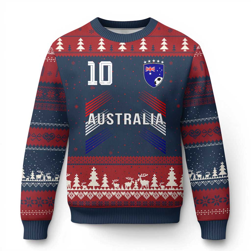 Australia Soccer Sports Graphic Number 10 Jersey Style Ugly Christmas Sweater Proud Australian Football Fans Game Day Pride