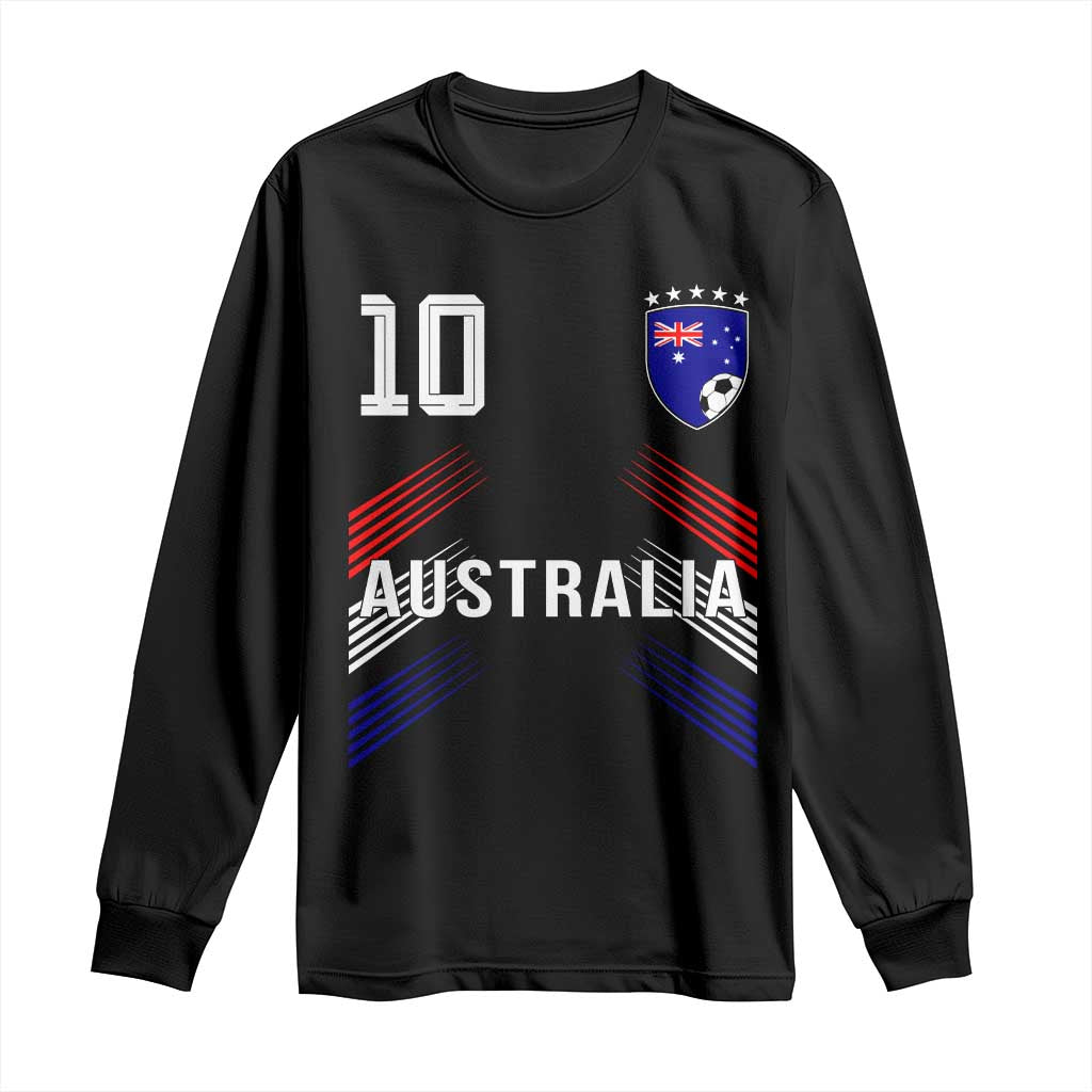 Australia Soccer Sports Graphic Number 10 Jersey Style Long Sleeve Shirt Proud Australian Football Fans Game Day Pride