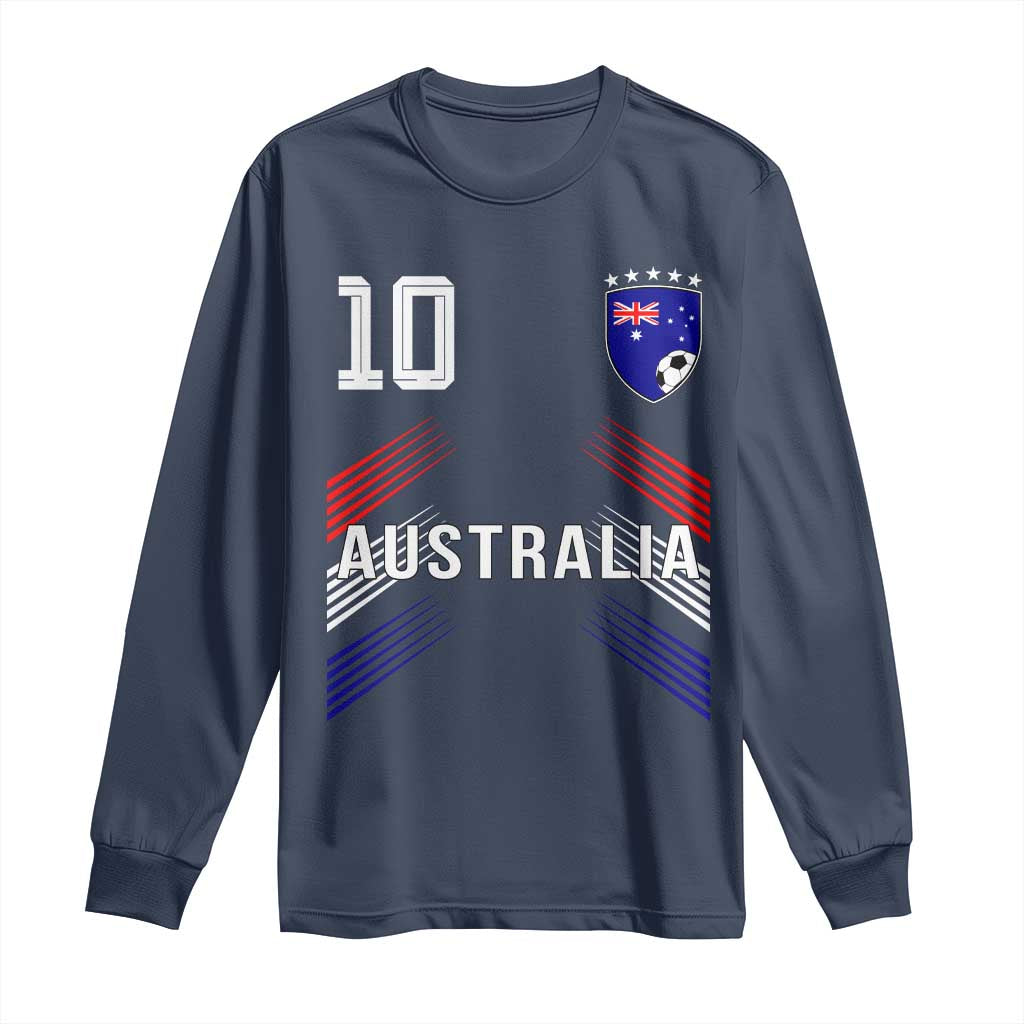 Australia Soccer Sports Graphic Number 10 Jersey Style Long Sleeve Shirt Proud Australian Football Fans Game Day Pride