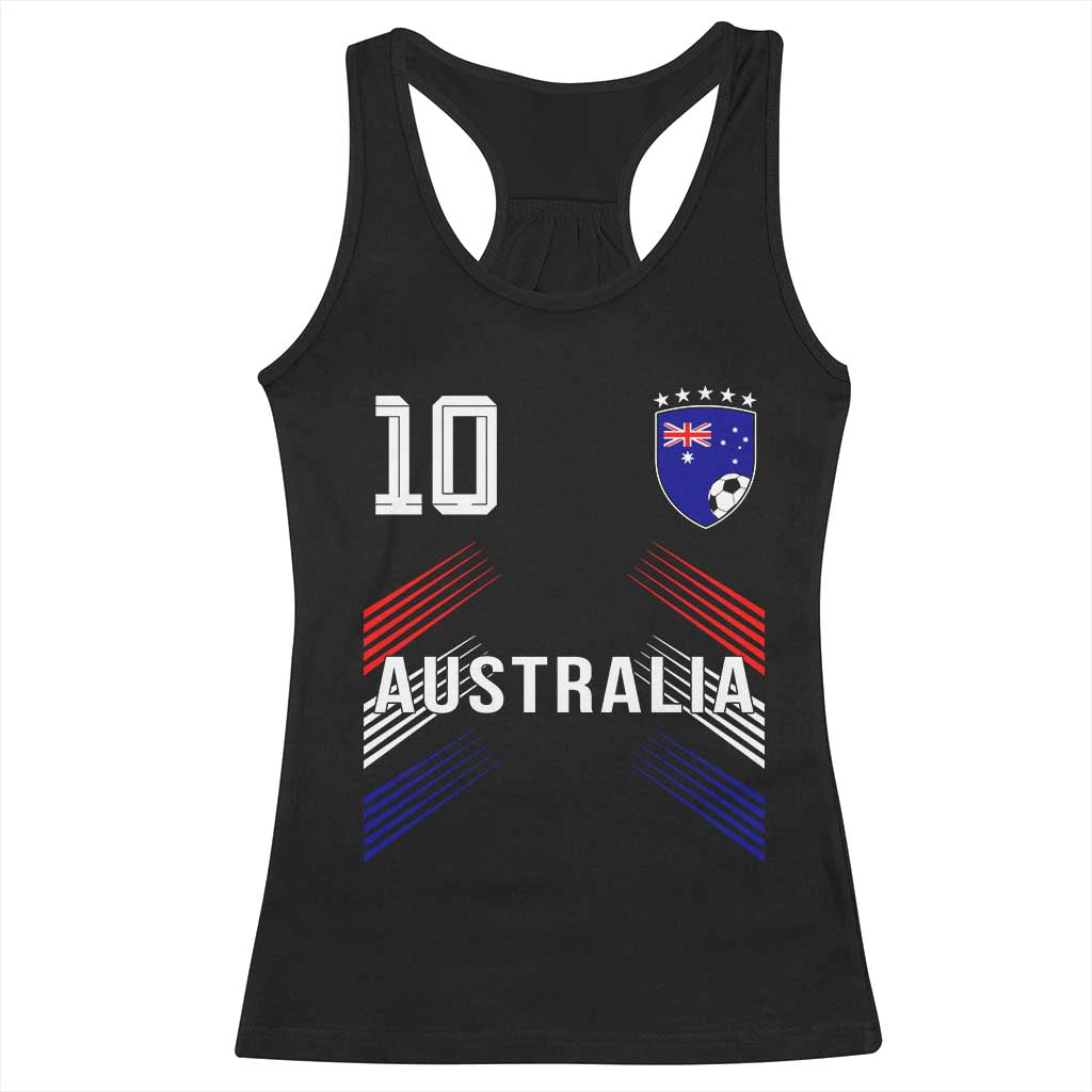 Australia Soccer Sports Graphic Number 10 Jersey Style Racerback Tank Top Proud Australian Football Fans Game Day Pride