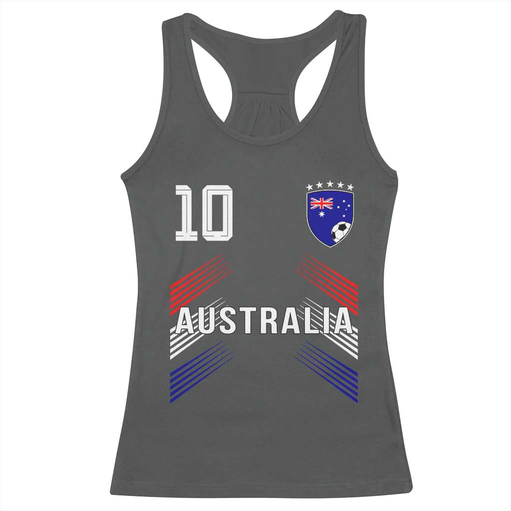 Australia Soccer Sports Graphic Number 10 Jersey Style Racerback Tank Top Proud Australian Football Fans Game Day Pride
