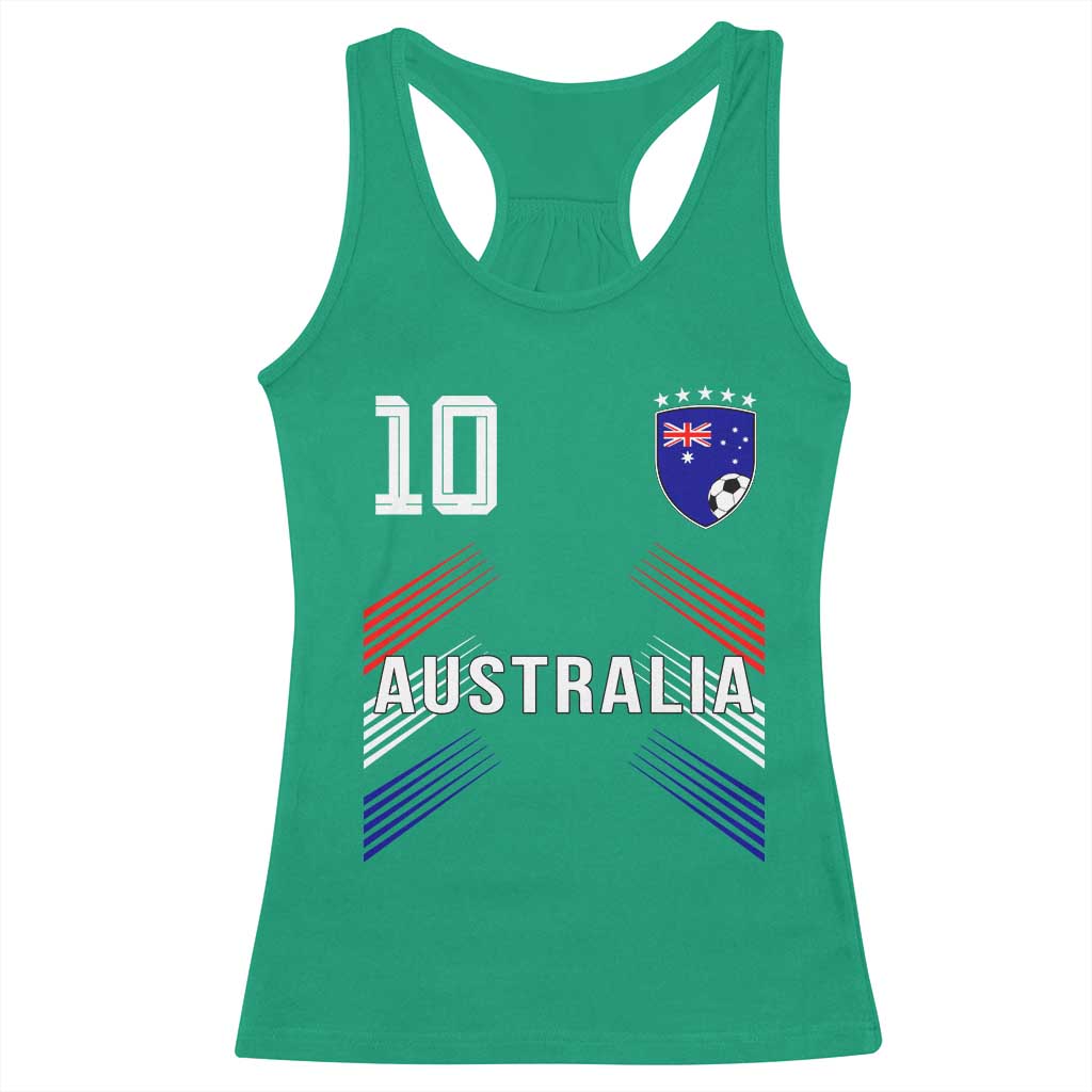 Australia Soccer Sports Graphic Number 10 Jersey Style Racerback Tank Top Proud Australian Football Fans Game Day Pride