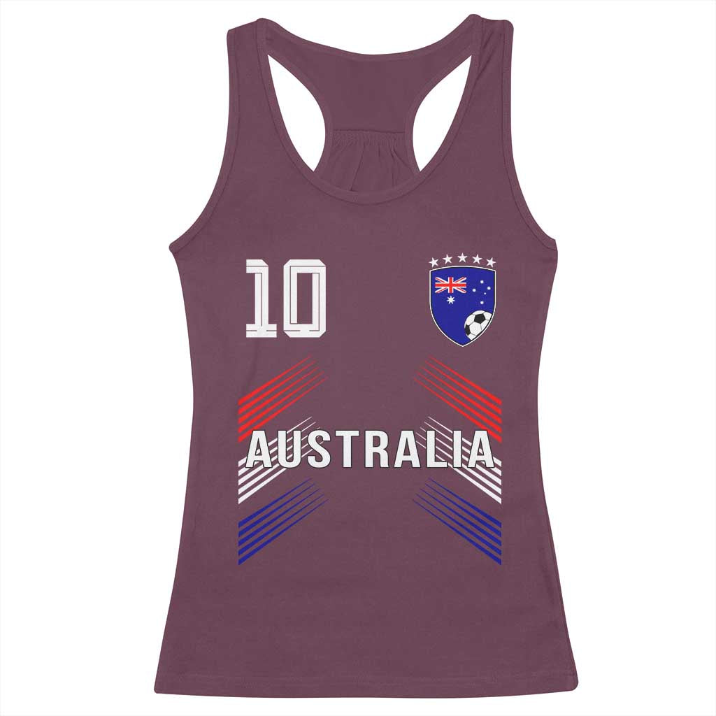 Australia Soccer Sports Graphic Number 10 Jersey Style Racerback Tank Top Proud Australian Football Fans Game Day Pride