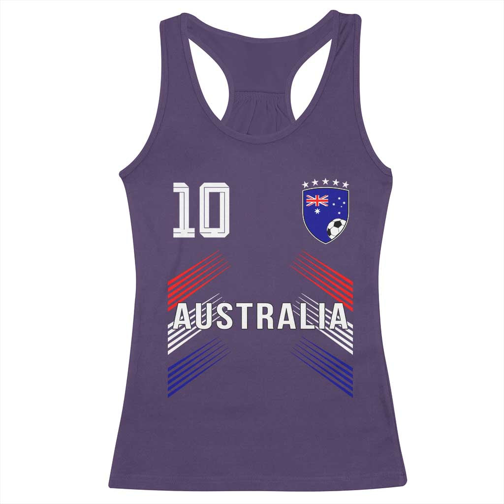 Australia Soccer Sports Graphic Number 10 Jersey Style Racerback Tank Top Proud Australian Football Fans Game Day Pride