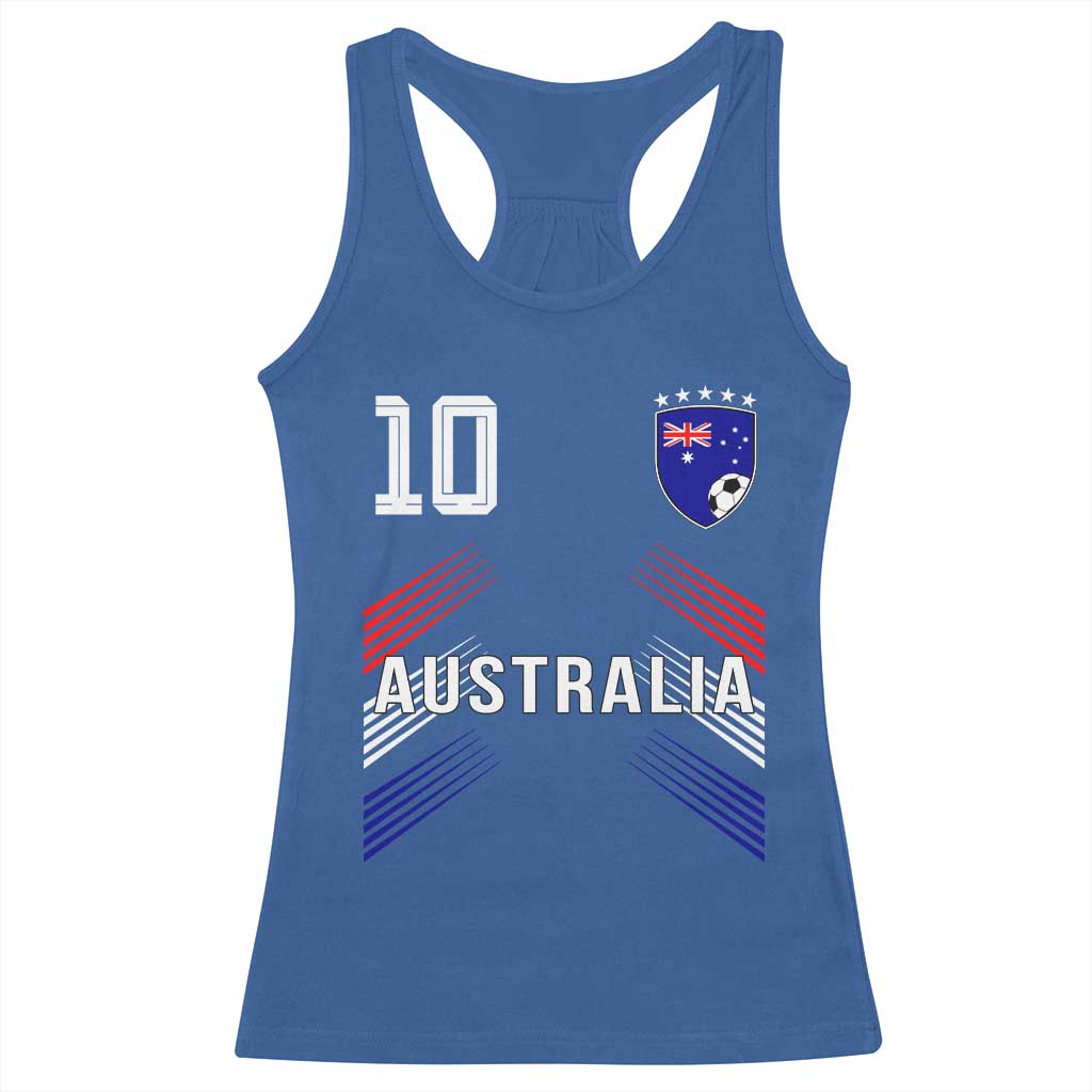 Australia Soccer Sports Graphic Number 10 Jersey Style Racerback Tank Top Proud Australian Football Fans Game Day Pride