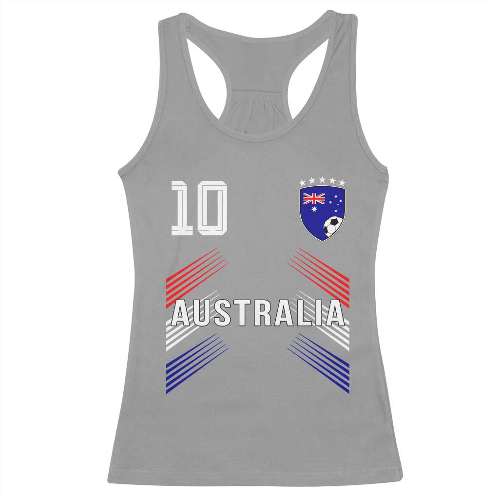 Australia Soccer Sports Graphic Number 10 Jersey Style Racerback Tank Top Proud Australian Football Fans Game Day Pride